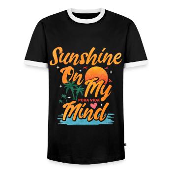 Pura Vida Sunshine Costa Rica Amérique latine - T-shirt contrasté Homme - noir/blanc - Devant - AI Model Female 172 light (172cm) & AI Model Male 178 light (178cm)