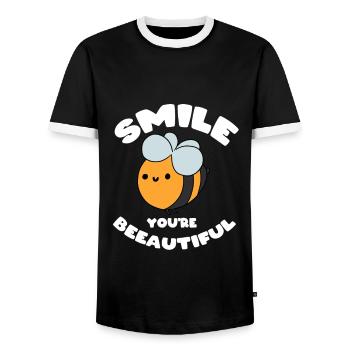 Smile You are bee-industrious - Men's Ringer Shirt - black/white - Front - AI Model Female 172 light (172cm) & AI Model Male 178 light (178cm)