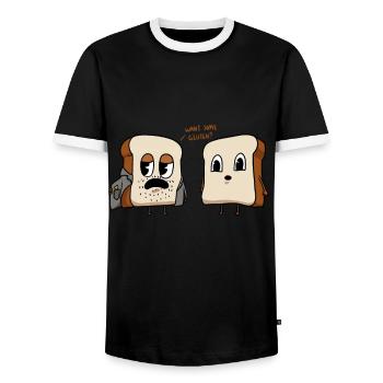Pain au gluten - T-shirt contrasté Homme - noir/blanc - Devant - AI Model Female 172 light (172cm) & AI Model Male 178 light (178cm)