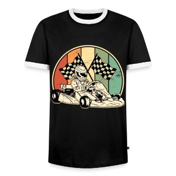 Kart Kartfahren Retro Rennkart Training Geschenk - Männer Kontrast-T-Shirt - Schwarz/Weiß - Vorne - AI Model Female 172 light (172cm) & AI Model Male 178 light (178cm)