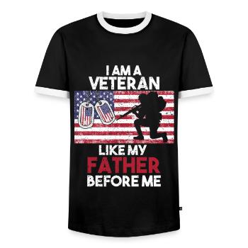Vétéran du Vietnam - T-shirt contrasté Homme - noir/blanc - Devant - AI Model Female 172 light (172cm) & AI Model Male 178 light (178cm)