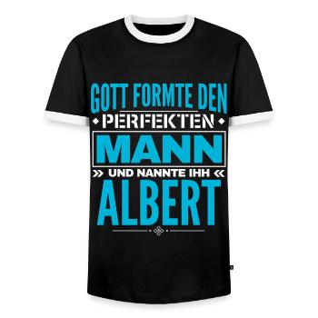 Albert Name Design - Männer Kontrast-T-Shirt - Schwarz/Weiß - Vorne - AI Model Female 172 light (172cm) & AI Model Male 178 light (178cm)