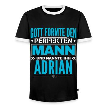 Adrian Name Design - Männer Kontrast-T-Shirt - Schwarz/Weiß - Vorne - AI Model Female 172 light (172cm) & AI Model Male 178 light (178cm)