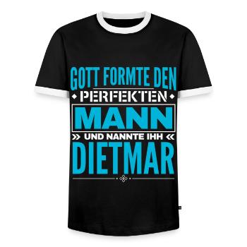 Dietmar Name Design - Männer Kontrast-T-Shirt - Schwarz/Weiß - Vorne - AI Model Female 172 light (172cm) & AI Model Male 178 light (178cm)