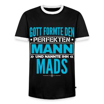 Mads Name Design - Männer Kontrast-T-Shirt - Schwarz/Weiß - Vorne - AI Model Female 172 light (172cm) & AI Model Male 178 light (178cm)