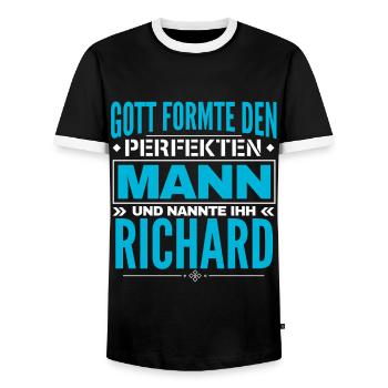 Richard Name Design - Männer Kontrast-T-Shirt - Schwarz/Weiß - Vorne - AI Model Female 172 light (172cm) & AI Model Male 178 light (178cm)