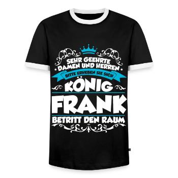 Frank Name Design - Männer Kontrast-T-Shirt - Schwarz/Weiß - Vorne - AI Model Female 172 light (172cm) & AI Model Male 178 light (178cm)