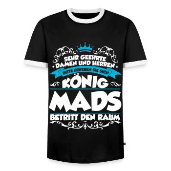 Mads Name Design - Männer Kontrast-T-Shirt - Schwarz/Weiß - Vorne - AI Model Female 172 light (172cm) & AI Model Male 178 light (178cm)
