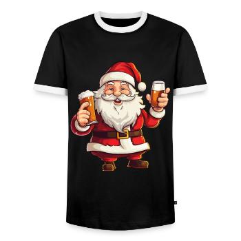 Weihnachtsmann Bier Alkohol Prost Glühwein Schnaps - Männer Kontrast-T-Shirt - Schwarz/Weiß - Vorne - AI Model Female 172 light (172cm) & AI Model Male 178 light (178cm)