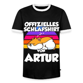 Offizielles Schlafshirt Von Artur - Männer Kontrast-T-Shirt - Schwarz/Weiß - Vorne - AI Model Female 172 light (172cm) & AI Model Male 178 light (178cm)