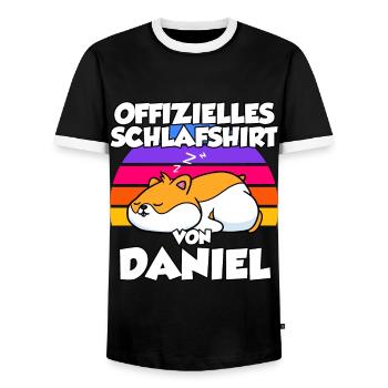 Offizielles Schlafshirt Von Daniel - Männer Kontrast-T-Shirt - Schwarz/Weiß - Vorne - AI Model Female 172 light (172cm) & AI Model Male 178 light (178cm)