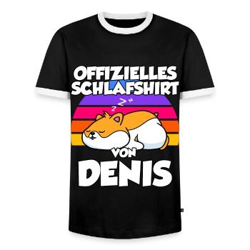 Offizielles Schlafshirt Von Denis - Männer Kontrast-T-Shirt - Schwarz/Weiß - Vorne - AI Model Female 172 light (172cm) & AI Model Male 178 light (178cm)