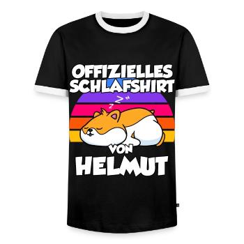 Official Sleep Shirt by Helmut - Men's Ringer Shirt - black/white - Front - AI Model Female 172 light (172cm) & AI Model Male 178 light (178cm)