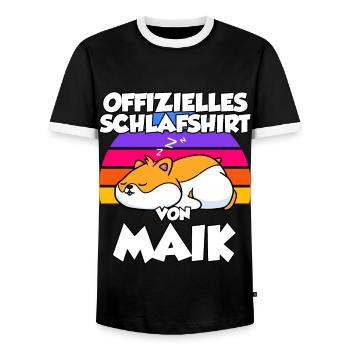 Offizielles Schlafshirt Von Maik - Männer Kontrast-T-Shirt - Schwarz/Weiß - Vorne - AI Model Female 172 light (172cm) & AI Model Male 178 light (178cm)