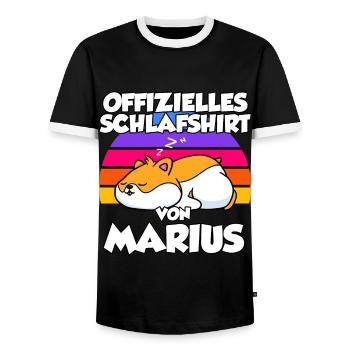 Offizielles Schlafshirt Von Marius - Männer Kontrast-T-Shirt - Schwarz/Weiß - Vorne - AI Model Female 172 light (172cm) & AI Model Male 178 light (178cm)