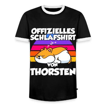 Offizielles Schlafshirt Von Thorsten - Männer Kontrast-T-Shirt - Schwarz/Weiß - Vorne - AI Model Female 172 light (172cm) & AI Model Male 178 light (178cm)