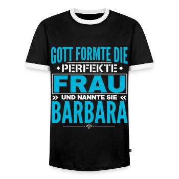 Conception du nom de Barbara - T-shirt contrasté Homme - noir/blanc - Devant - AI Model Female 172 light (172cm) & AI Model Male 178 light (178cm)