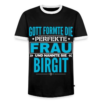 Birgit Name Design - Männer Kontrast-T-Shirt - Schwarz/Weiß - Vorne - AI Model Female 172 light (172cm) & AI Model Male 178 light (178cm)