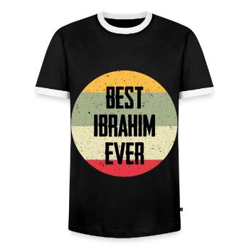 Best Ibrahim Ever - Men's Ringer Shirt - black/white - Front - AI Model Female 172 light (172cm) & AI Model Male 178 light (178cm)