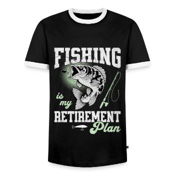 Fishing Is My Retirement Plan Sportfischer Angler - Men's Ringer Shirt - black/white - Front - AI Model Female 172 light (172cm) & AI Model Male 178 light (178cm)