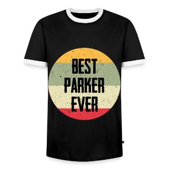 Le meilleur Parker de tous les temps - T-shirt contrasté Homme - noir/blanc - Devant - AI Model Female 172 light (172cm) & AI Model Male 178 light (178cm)