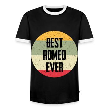 Le meilleur Roméo de tous les temps - T-shirt contrasté Homme - noir/blanc - Devant - AI Model Female 172 light (172cm) & AI Model Male 178 light (178cm)
