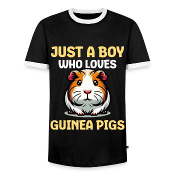 Just A Boy Who Loves Guinea Pigs - Männer Kontrast-T-Shirt - Schwarz/Weiß - Vorne - AI Model Female 172 light (172cm) & AI Model Male 178 light (178cm)