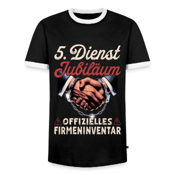 Cadeau d’anniversaire de l’entreprise pour les 5 ans de l’entreprise - T-shirt contrasté Homme - noir/blanc - Devant - AI Model Female 172 light (172cm) & AI Model Male 178 light (178cm)