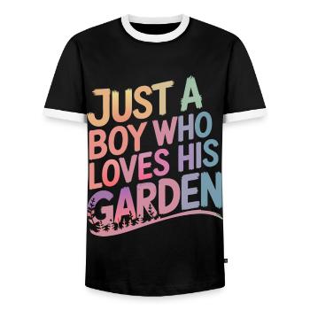 Gardener Garden Plants Gardening - Men's Ringer Shirt - black/white - Front - AI Model Female 172 light (172cm) & AI Model Male 178 light (178cm)