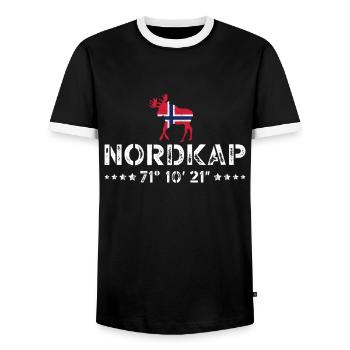 Norvège Norvège Norvège Scandinavie Cap Nord - T-shirt contrasté Homme - noir/blanc - Devant - AI Model Female 172 light (172cm) & AI Model Male 178 light (178cm)