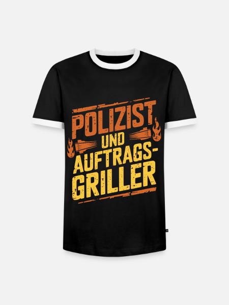 Polizist und Auftragsgriller - Männer Kontrast-T-Shirt - Schwarz/Weiß