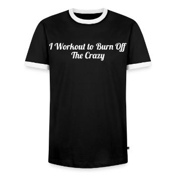 Sport against madness - Funny fitness motif - Men's Ringer Shirt - black/white - Front - AI Model Female 172 light (172cm) & AI Model Male 178 light (178cm)