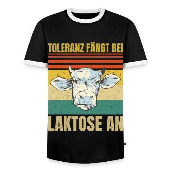 Vegan Laktoseintoleranz - Toleranz Fängt Bei - Männer Kontrast-T-Shirt - Schwarz/Weiß - Vorne - AI Model Female 172 light (172cm) & AI Model Male 178 light (178cm)