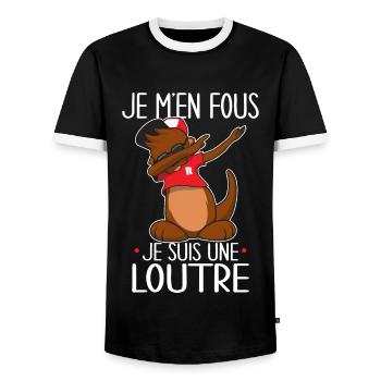 Je m'en fous je suis une loutre - T-shirt contrasté Homme - noir/blanc - Devant - AI Model Female 172 light (172cm) & AI Model Male 178 light (178cm)