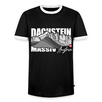 High Dachstein Austria Schladming Styria mountain - Men's Ringer Shirt - black/white - Front - AI Model Female 172 light (172cm) & AI Model Male 178 light (178cm)