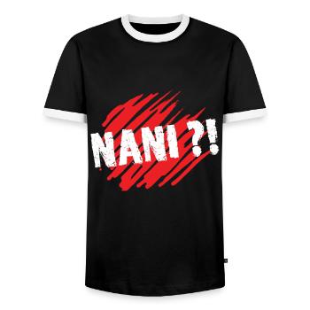 Nani ?! Quoi Cadeau Manga Anime Humour Japonais - T-shirt contrasté Homme - noir/blanc - Devant - AI Model Female 172 light (172cm) & AI Model Male 178 light (178cm)