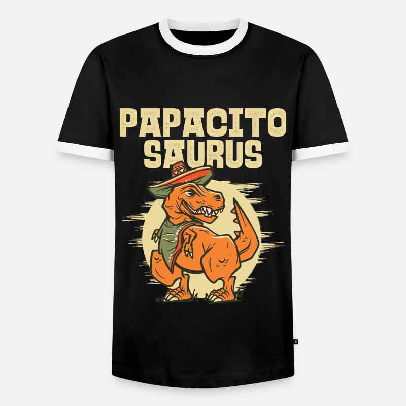 Papacito Saurus Papà T rex Regalo Dinosaurio - Men's Ringer Shirt - black/white