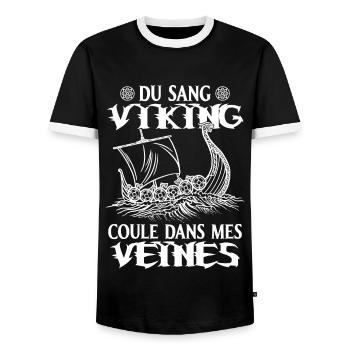 Sang Viking Cadeau Mythologie Nordique - T-shirt contrasté Homme - noir/blanc - Devant - AI Model Female 172 light (172cm) & AI Model Male 178 light (178cm)