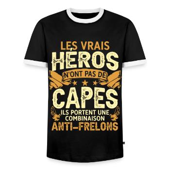 Exterminateur De Frelons Cadeau Humour - T-shirt contrasté Homme - noir/blanc - Devant - AI Model Female 172 light (172cm) & AI Model Male 178 light (178cm)