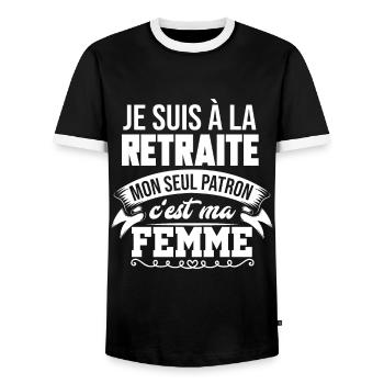 Cadeau Départ Retraite Homme Humour Papy Retraité - T-shirt contrasté Homme - noir/blanc - Devant - AI Model Female 172 light (172cm) & AI Model Male 178 light (178cm)