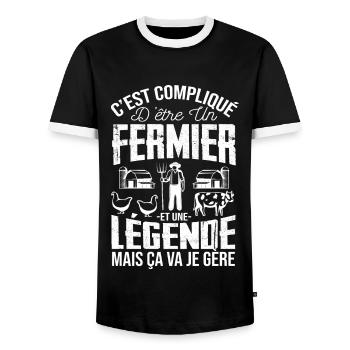 Fermier De Légende Humour Agriculture Cadeau - T-shirt contrasté Homme - noir/blanc - Devant - AI Model Female 172 light (172cm) & AI Model Male 178 light (178cm)