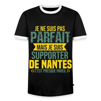 Cadeau Supporter Nantes Foot Nantais Humour - T-shirt contrasté Homme - noir/blanc - Devant - AI Model Female 172 light (172cm) & AI Model Male 178 light (178cm)