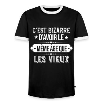 Avoir Le Même Âge Que Les Vieux Cadeau - T-shirt contrasté Homme - noir/blanc - Devant - AI Model Female 172 light (172cm) & AI Model Male 178 light (178cm)