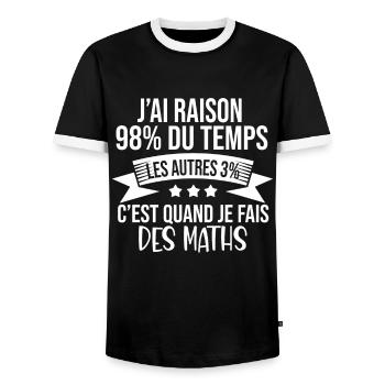 J'ai Raison 98% Du Temps Humour Maths - T-shirt contrasté Homme - noir/blanc - Devant - AI Model Female 172 light (172cm) & AI Model Male 178 light (178cm)