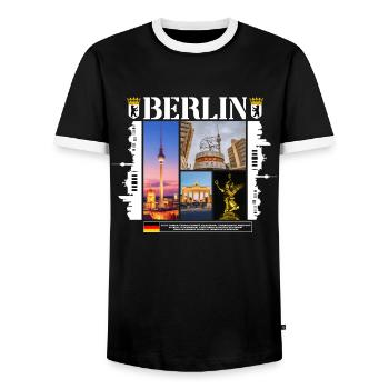 Berlin Deutschland Stadt Skyline Heimat Liebe - Männer Kontrast-T-Shirt - Schwarz/Weiß - Vorne - AI Model Female 172 light (172cm) & AI Model Male 178 light (178cm)