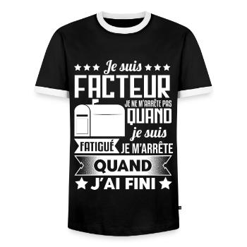 Facteur Idée Cadeau Postier Humour - T-shirt contrasté Homme - noir/blanc - Devant - AI Model Female 172 light (172cm) & AI Model Male 178 light (178cm)