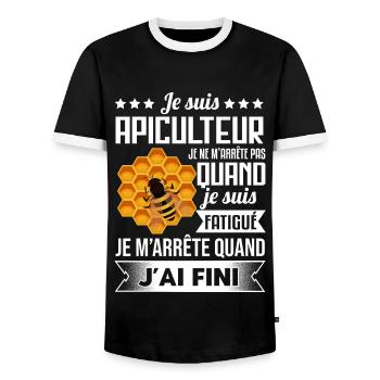 Apiculteur Idée Cadeau Abeille Humour Apiculture - T-shirt contrasté Homme - noir/blanc - Devant - AI Model Female 172 light (172cm) & AI Model Male 178 light (178cm)