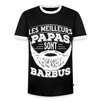 Les Meilleurs Papa Sont Barbus Cadeau Barbe Humour - T-shirt contrasté Homme - noir/blanc - Devant - AI Model Female 172 light (172cm) & AI Model Male 178 light (178cm)
