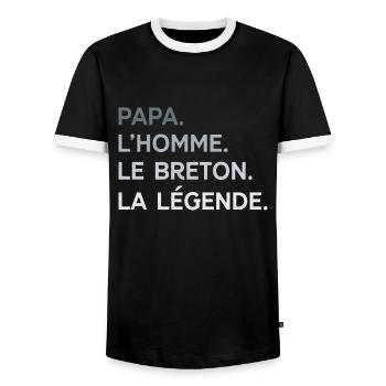 Papa Breton L'Homme La Légende Cadeau Breizh - T-shirt contrasté Homme - noir/blanc - Devant - AI Model Female 172 light (172cm) & AI Model Male 178 light (178cm)