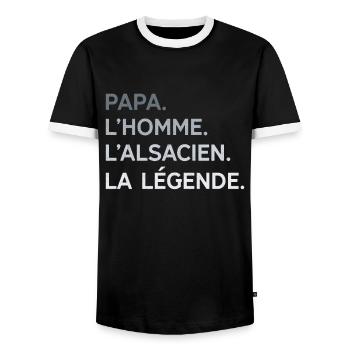 Papa Alsacien L'Homme La Légende Cadeau Alsace - T-shirt contrasté Homme - noir/blanc - Devant - AI Model Female 172 light (172cm) & AI Model Male 178 light (178cm)